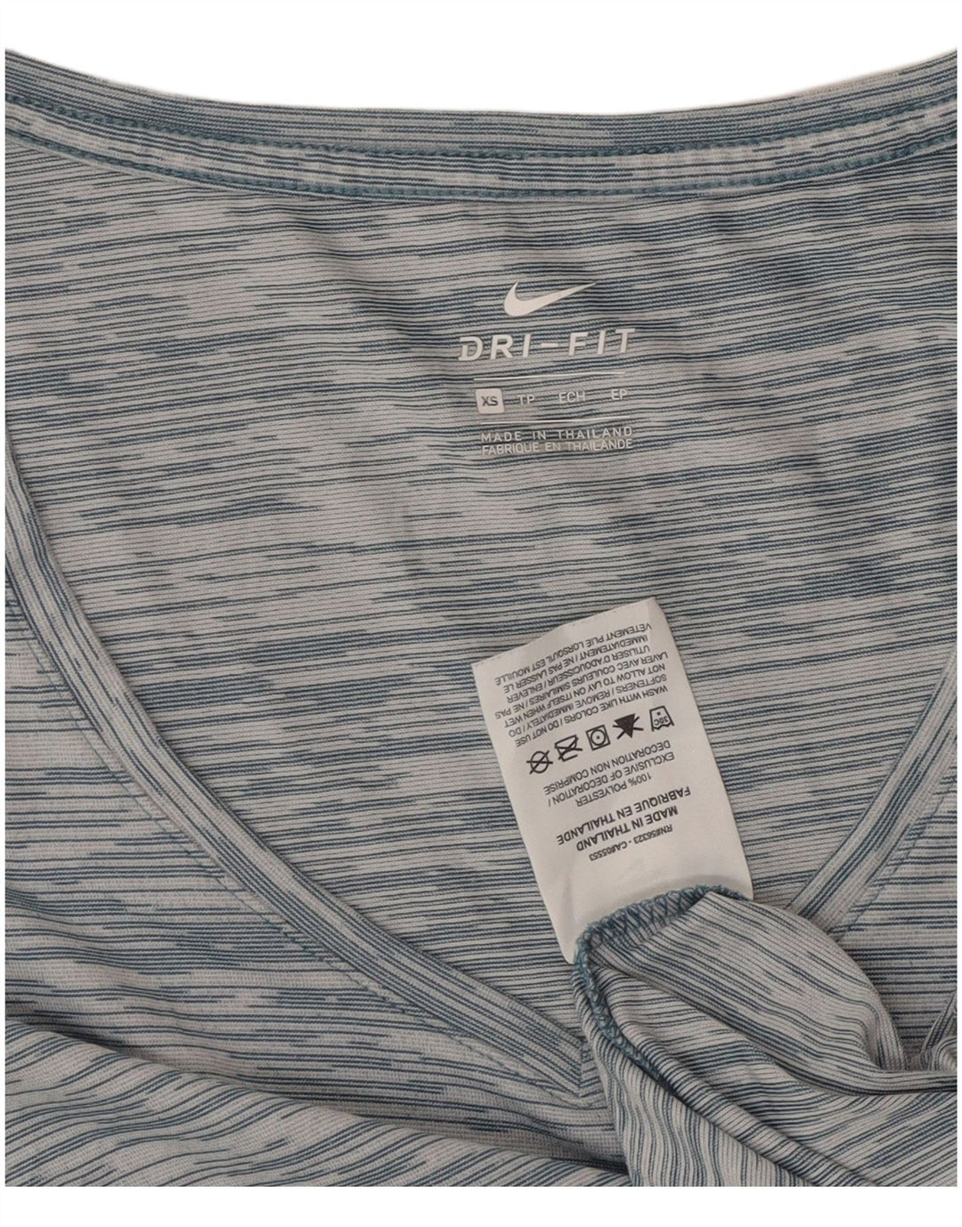 Nike Damen Dri Fit Loose Fit T-Shirt Top UK 6 XS Blau gestreift Polyester