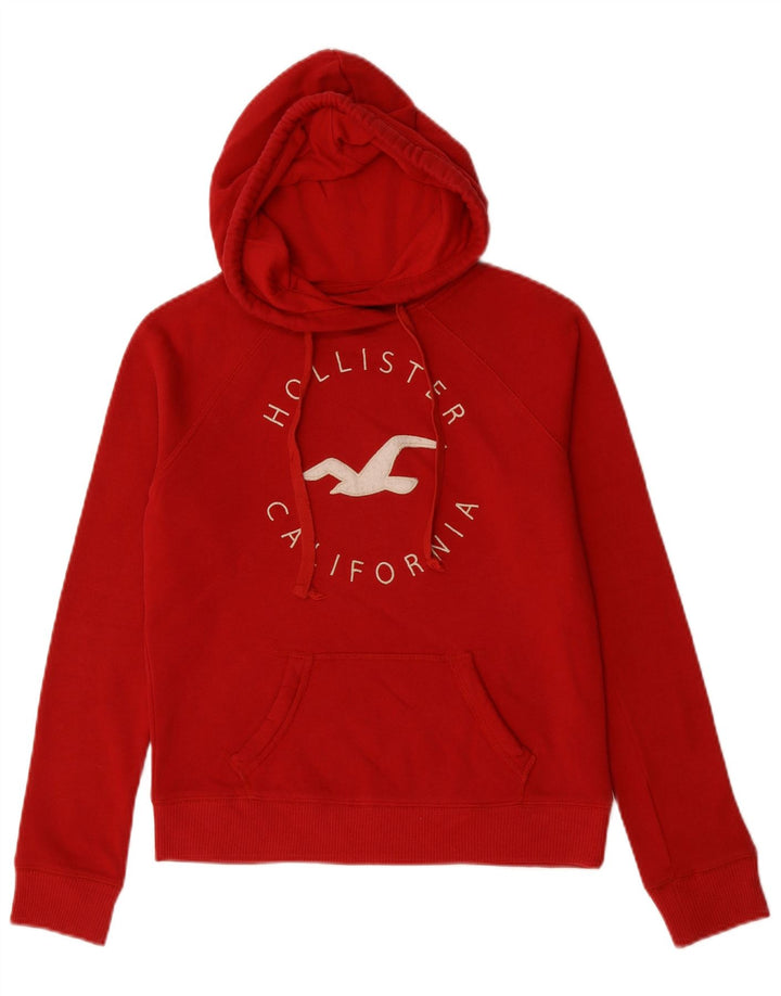 HOLLISTER Damen Graphic Hoodie Pullover UK 6 XS Rote Baumwolle