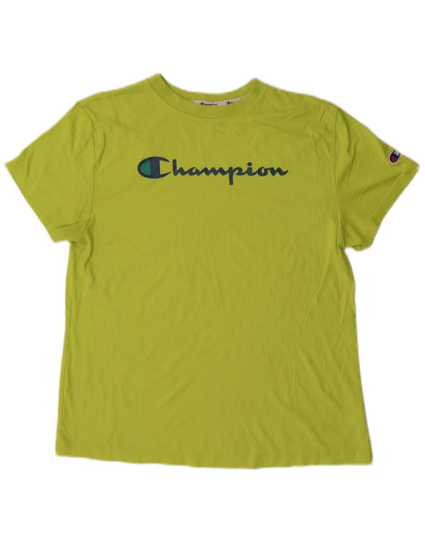 Champion Womens Graphic T-Shirt Top UK 14 Mittelgrüne Baumwolle