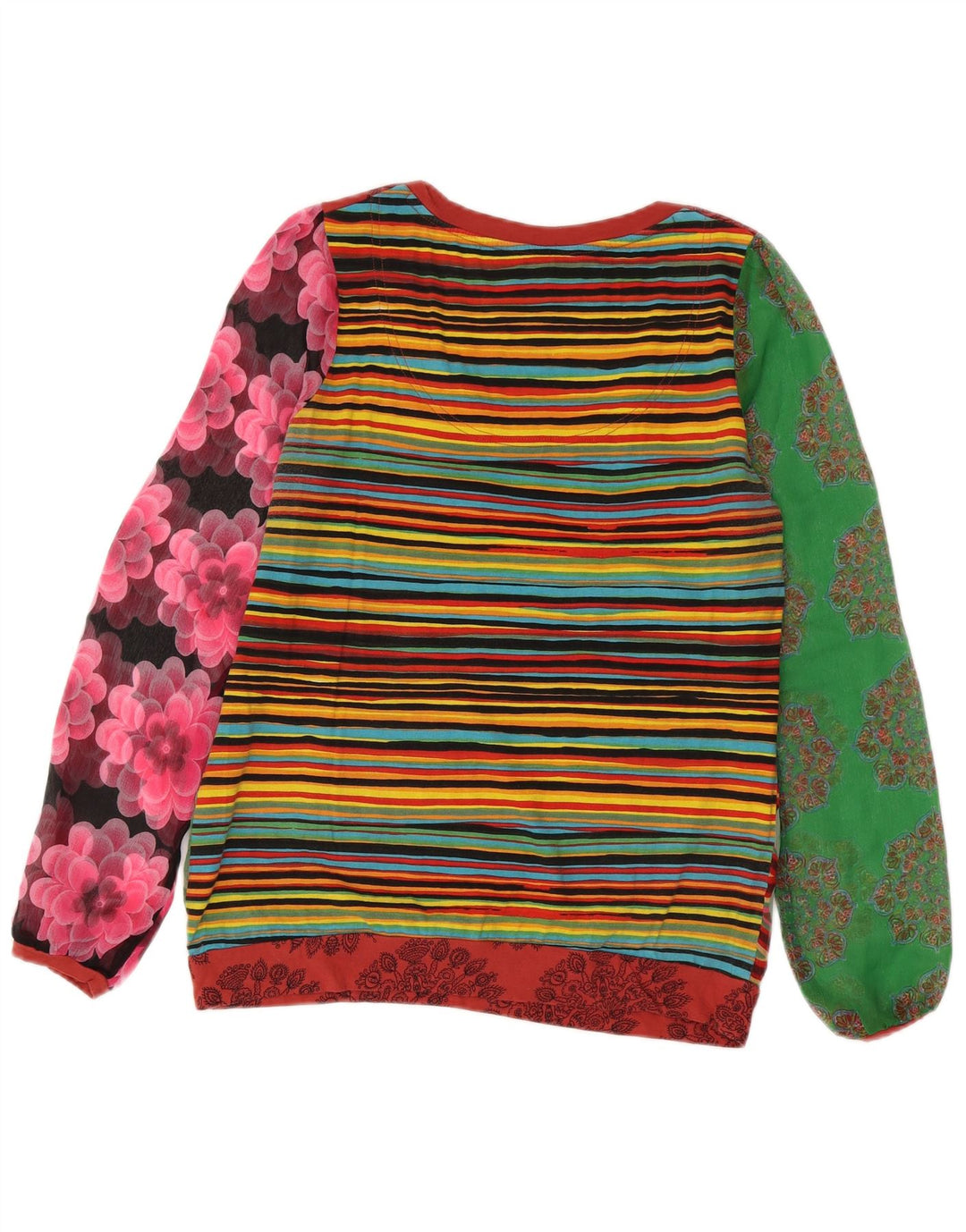 Desigual Womens Graphic Top Langarm UK 16 Großes mehrfarbiges Blumenmuster