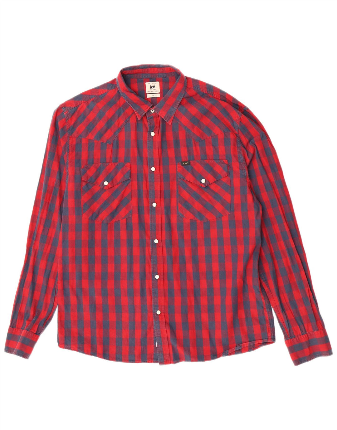 Lee Herren Slim Fit Hemd 2XL rot kariert Baumwolle
