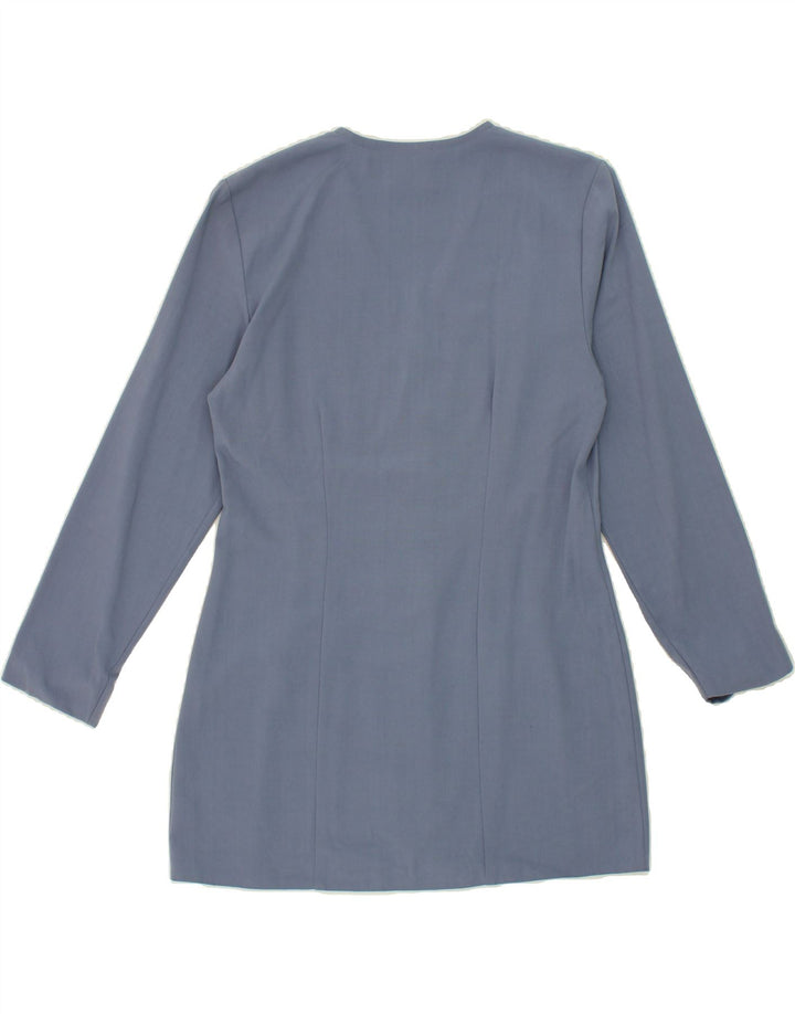 ETAM Womens Longline 7 button Blazer Jacket UK 12 Medium Blue Polyester Vintage Etam and Second-Hand Etam from Messina Hembry 