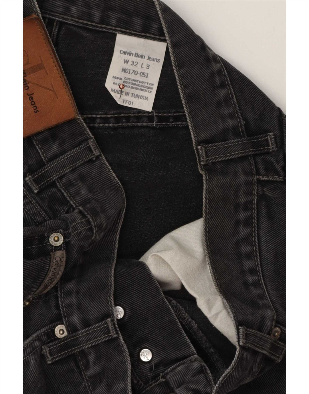 Calvin Klein Herren Tapered Jeans W32 L31 Schwarze Baumwolle