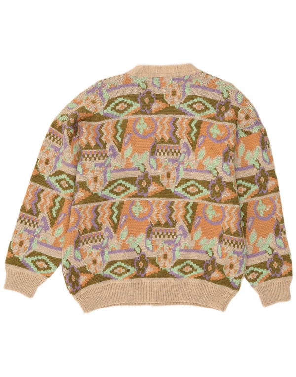Vintage Herren Cardigan Pullover Medium Mehrfarbig Geometrisch Acryl