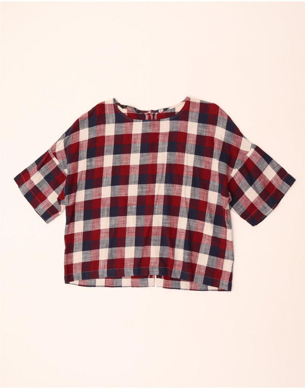Zara Damen Kurzarm-Hemdbluse UK 16 Large Mehrfarbig kariert