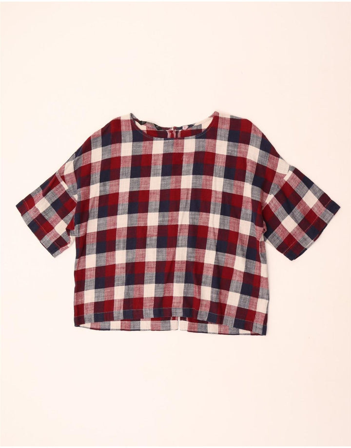 Zara Damen Kurzarm-Hemdbluse UK 16 Large Mehrfarbig kariert