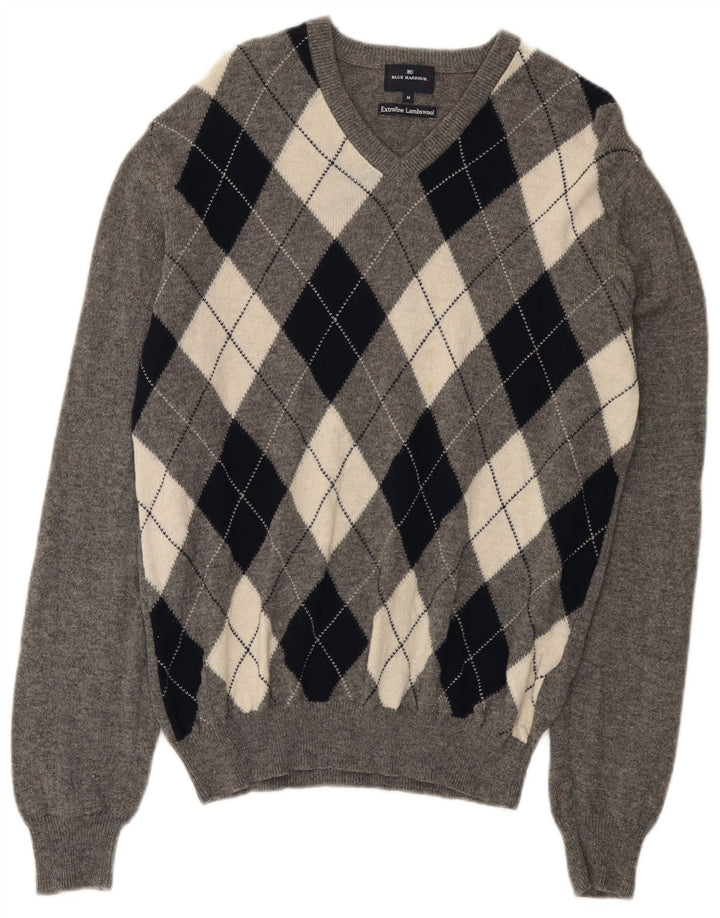 Marks & Spencer Herren Blauer Harbor-Pullover mit V-Ausschnitt Mittelgrau