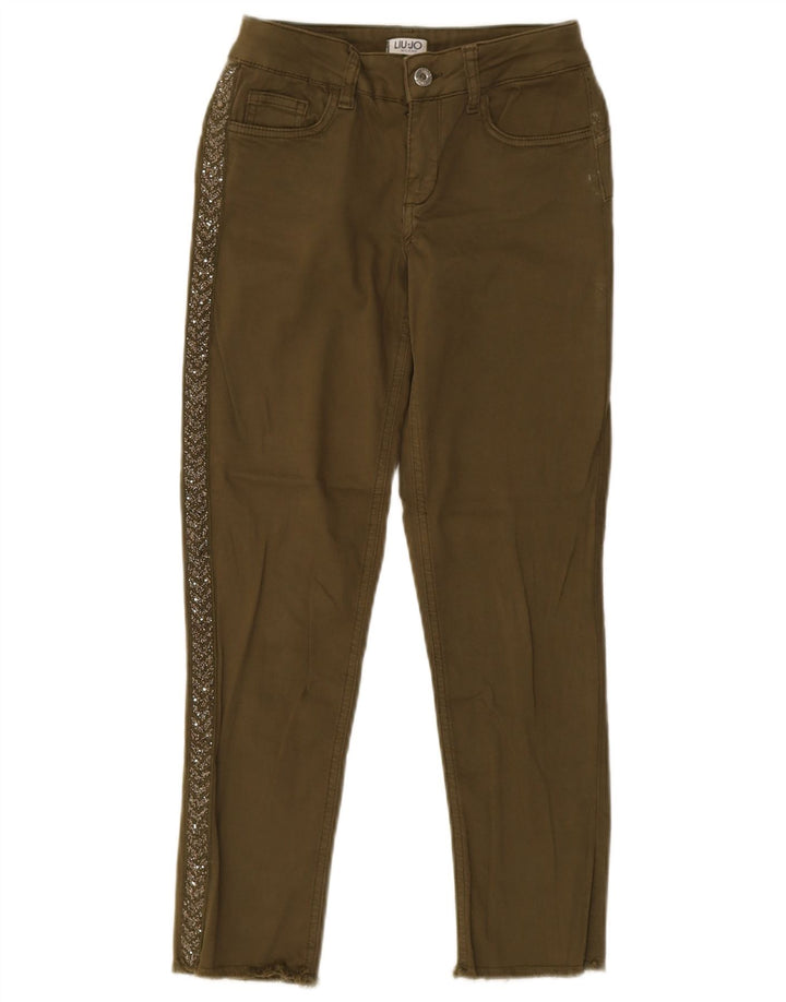 Liu Jo Damen Slim Jeans W27 L25 Khaki Baumwolle