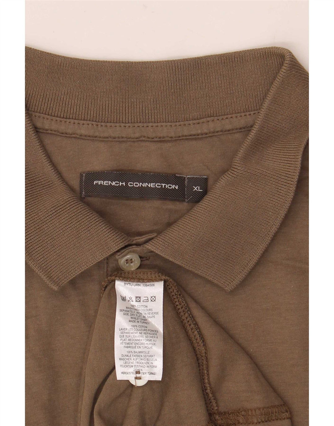 French Connection Herren-Poloshirt XL aus brauner Baumwolle