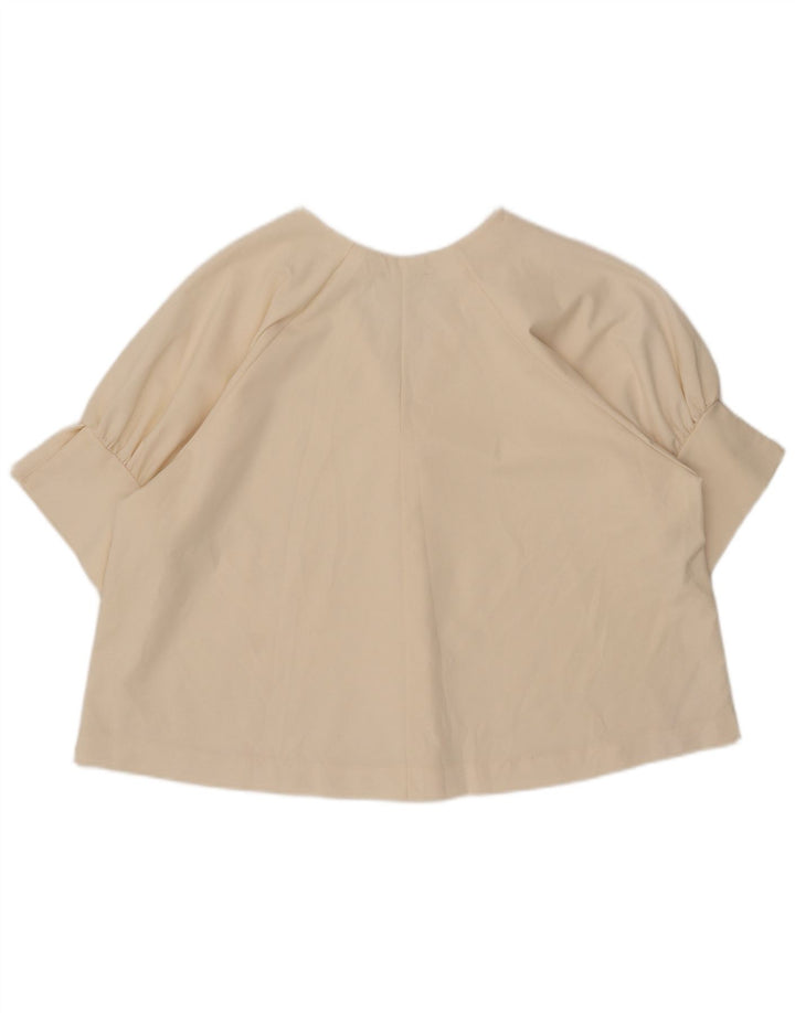 Zara Damen-Blusenoberteil mit 3/4-Ärmeln, übergroß, Gr. 46, Beige