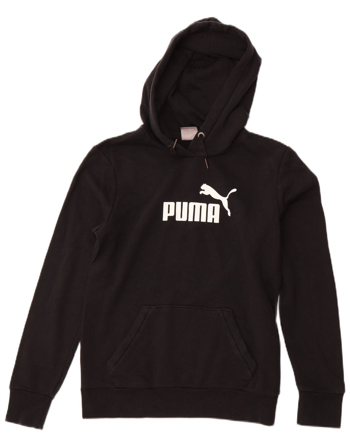 PUMA Damen Graphic Hoodie Pullover UK 12 Medium Schwarz Baumwolle