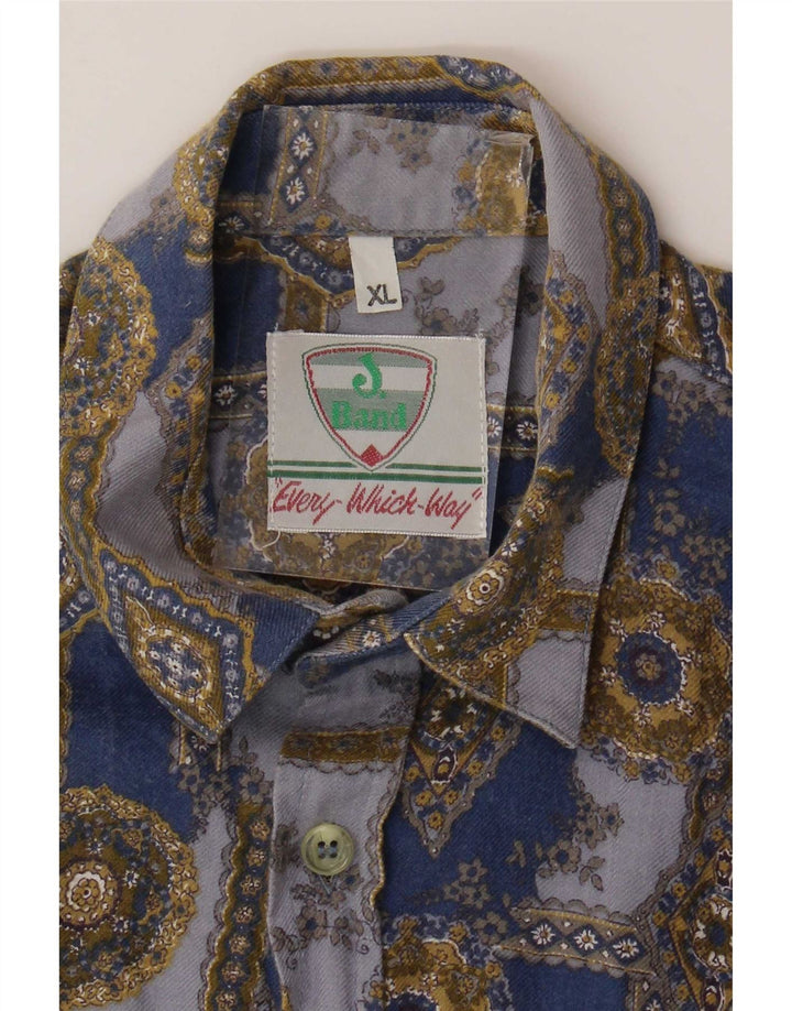 Vintage-Hemd für Jungen, 12–13 Jahre, XL, blau, geometrisch