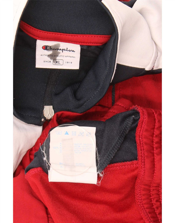Champion Herren-Trainingsanzugoberteil, XL, rotes Farbblock-Polyester