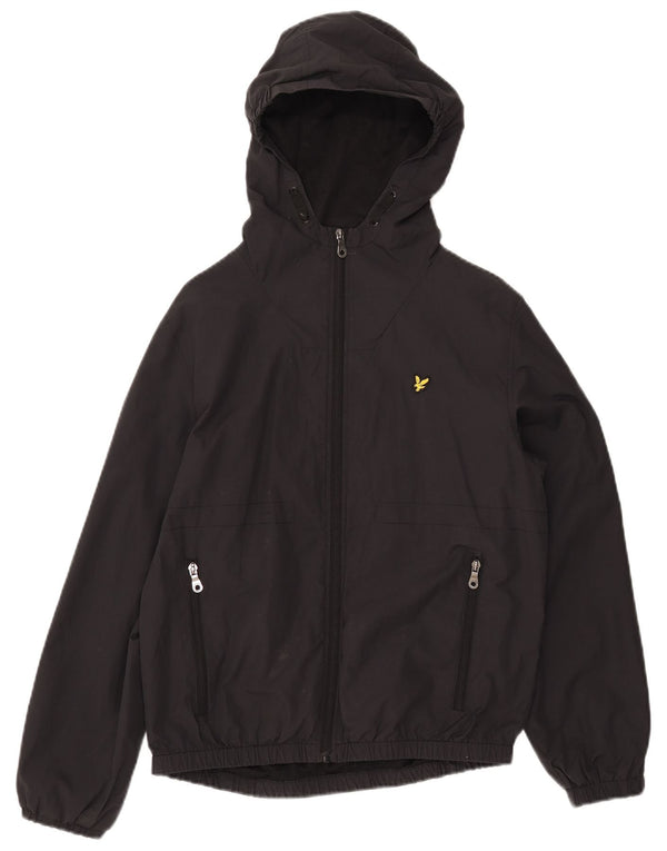 LYLE & SCOTT Bomberjacke mit Kapuze für Jungen, 14–15 Jahre, schwarze Baumwolle