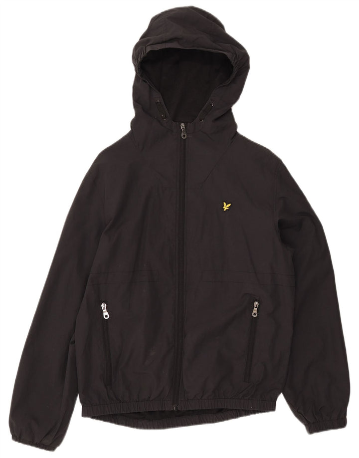 LYLE & SCOTT Bomberjacke mit Kapuze für Jungen, 14–15 Jahre, schwarze Baumwolle