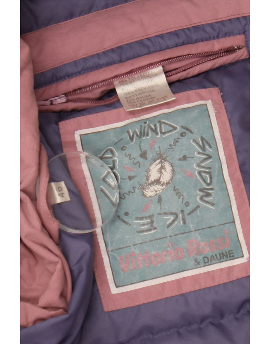 VINTAGE Damen Übergroße wattierte Jacke EU 46 XL Rosa Polyester