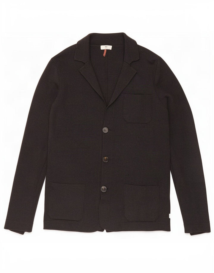 Cerruti 1881 Herren-Strickjacke mit 3 Knöpfen, kleine graue Wolle