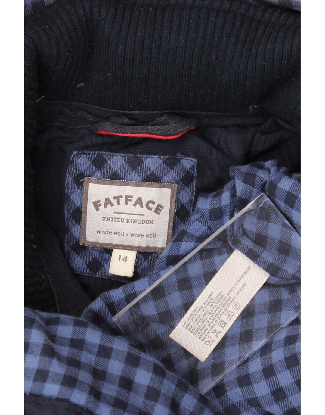 Fat Face Damen-Parka mit Kapuze, UK 14, mittelmarineblaues Nylon