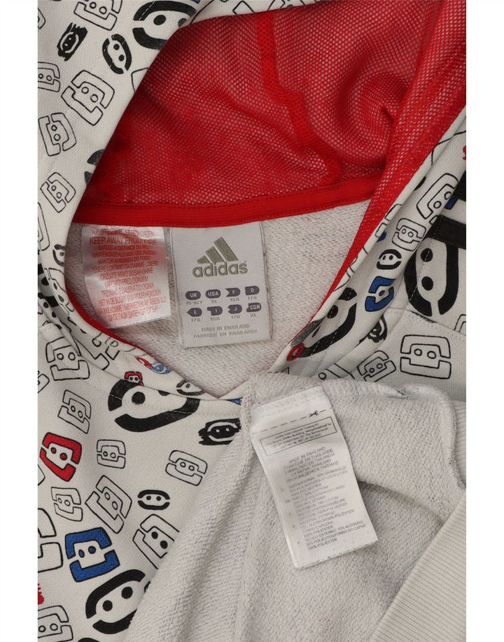 Adidas Jungen Kapuzenpullover mit abstraktem Muster, 15–16 Jahre, weiß, geometrisch