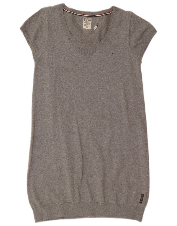 Tommy Hilfiger Damen Pulloverkleid UK 14 Große graue Baumwolle