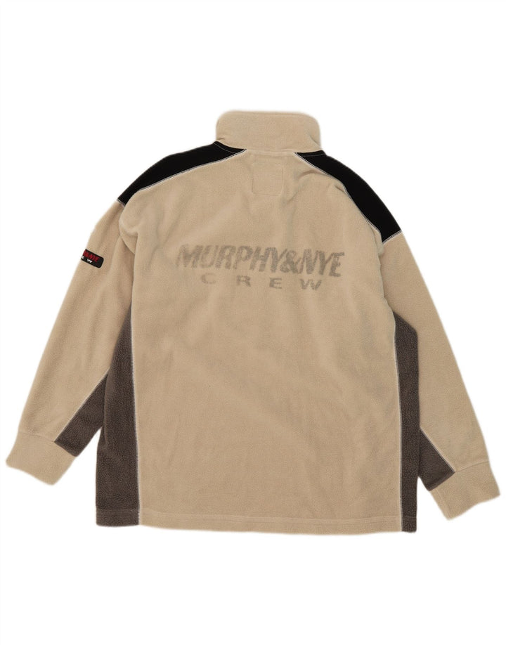 Murphy & Nye Herren-Fleecepullover mit Reißverschluss am Hals, groß, beige, Farbblock-Polyester