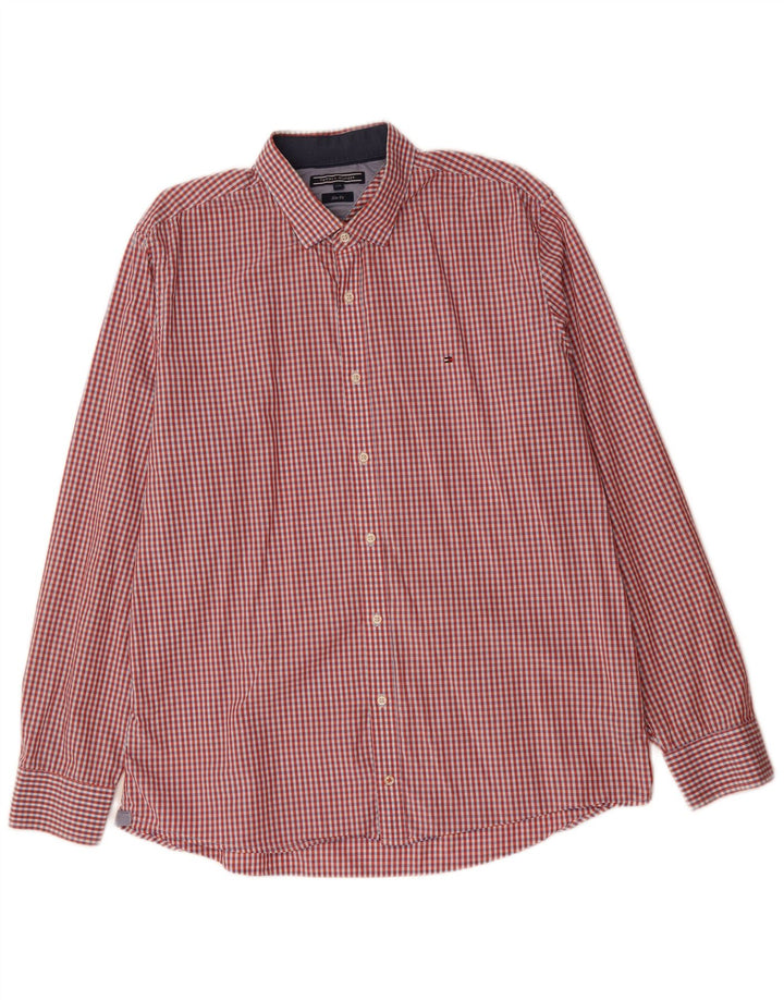 TOMMY HILFIGER Herren Slim Fit Hemd 2XL Rot Gingham Baumwolle
