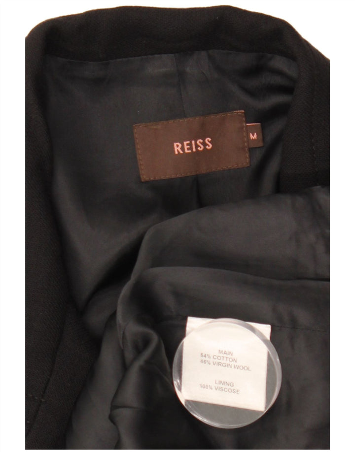 Reiss Womens Loose Fit Overcoat UK 14 Mittelschwarze Baumwolle