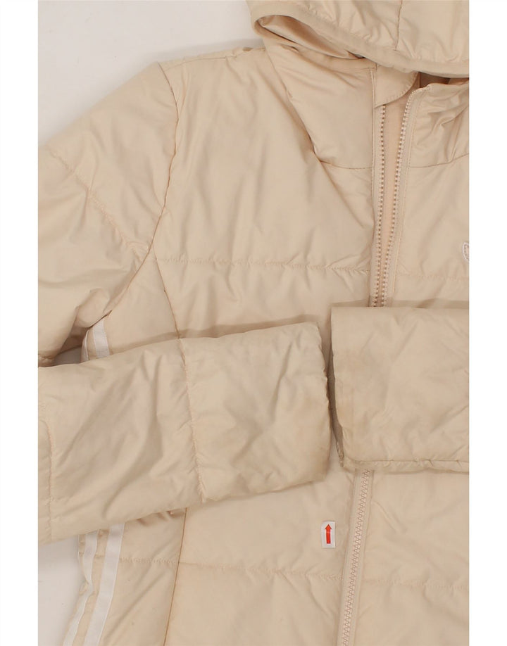 ADIDAS Womens Hooded Padded Jacket UK 8 Small  Beige Nylon Vintage Adidas and Second-Hand Adidas from Messina Hembry 