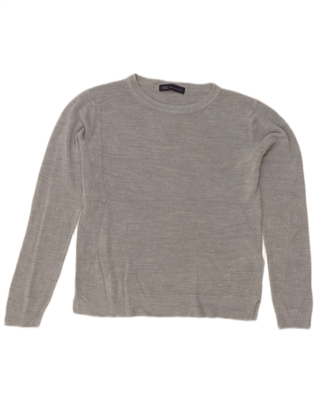 Marks & Spencer Damen Crop Crew Neck Pullover Pullover UK 10 Small Grau