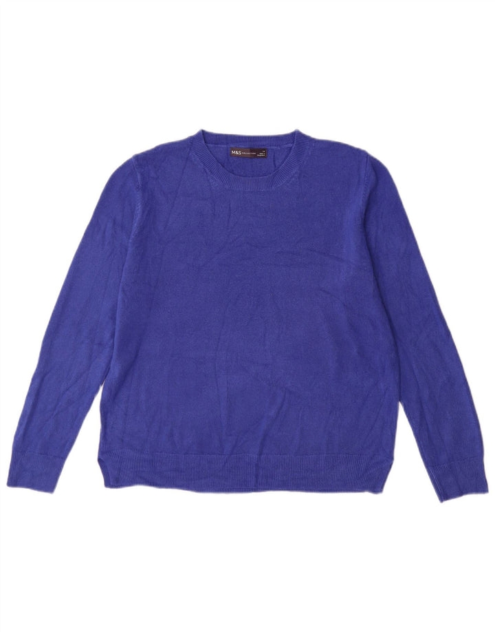 Marks & Spencer Damen Pullover mit Rundhalsausschnitt, UK 14, Mittelblau