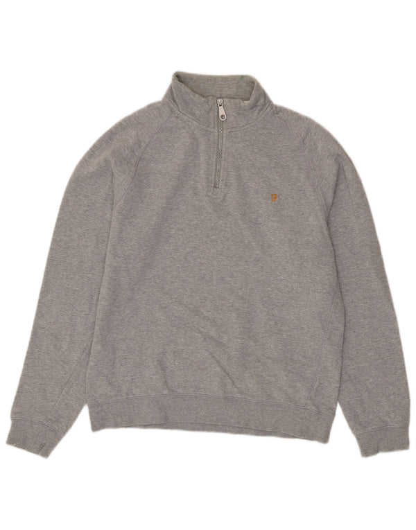 Farah Damen-Sweatshirt mit Reißverschluss am Hals, UK 16, Größe L, Grau, Baumwolle