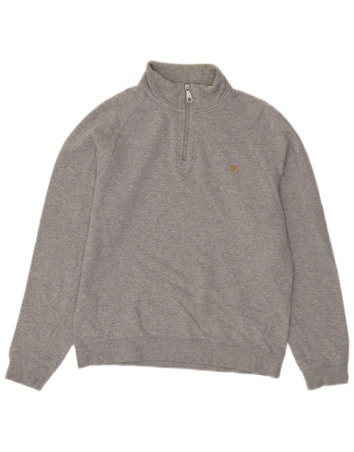 Farah Damen-Sweatshirt mit Reißverschluss am Hals, UK 16, Größe L, Grau, Baumwolle