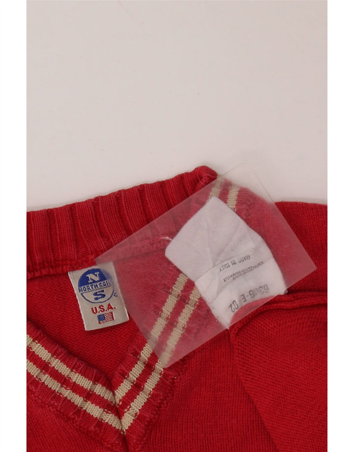 NORTH SAILS Damen-Pullover, übergroß, V-Ausschnitt, UK-Gr. 10, Größe S, Rot, Baumwolle