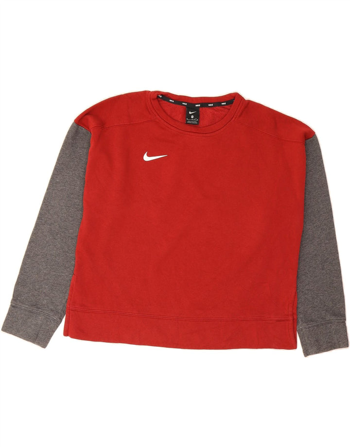 NIKE Womens Oversized Sweatshirt Jumper UK 14 Medium Red Colourblock Vintage Nike and Second-Hand Nike from Messina Hembry 