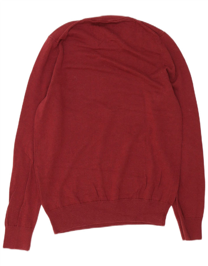 MARKS & SPENCER Herren-Pullover mit Rundhalsausschnitt, Größe S, burgunderrote Baumwolle