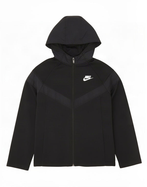Nike Mädchen-Kapuzenpullover mit Reißverschluss, 10–11 Jahre, Mittelschwarz, Farbblock