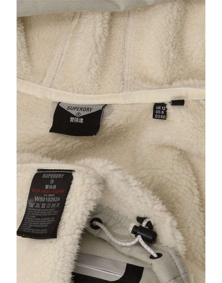 Superdry Sherpa-Jacke mit Kapuze für Damen, UK 12, Mittelgrau, Polyester