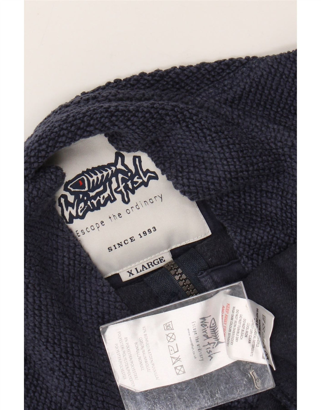 WEIRD FISH Herren-Sweatshirt mit Reißverschluss, XL, Marineblau, Baumwolle