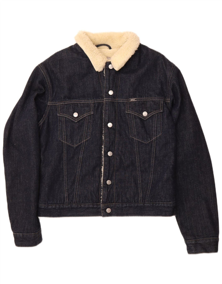 RIFLE Denim-Sherpa-Jacke für Damen, UK 16, Größe L, Marineblau, Baumwolle