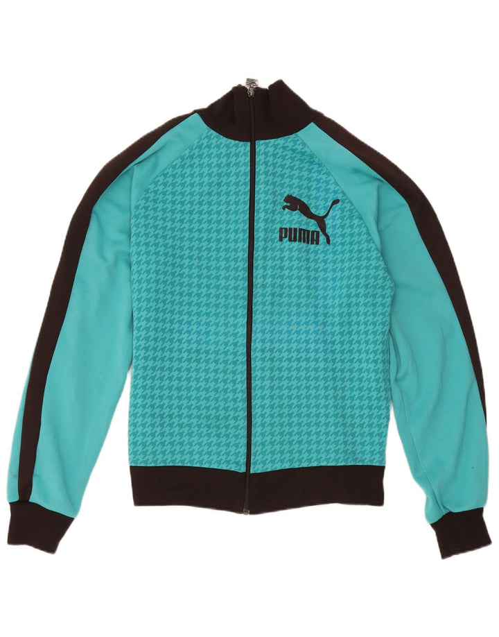 Puma Herren-Trainingsanzugoberteil mit Grafik, Mittelblaues Farbblock-Polyester