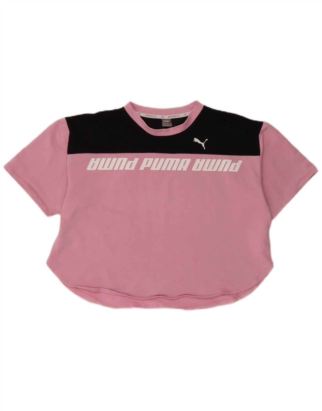 PUMA Damen Grafik T-Shirt Top UK 18 XL Pink Colourblock Baumwolle