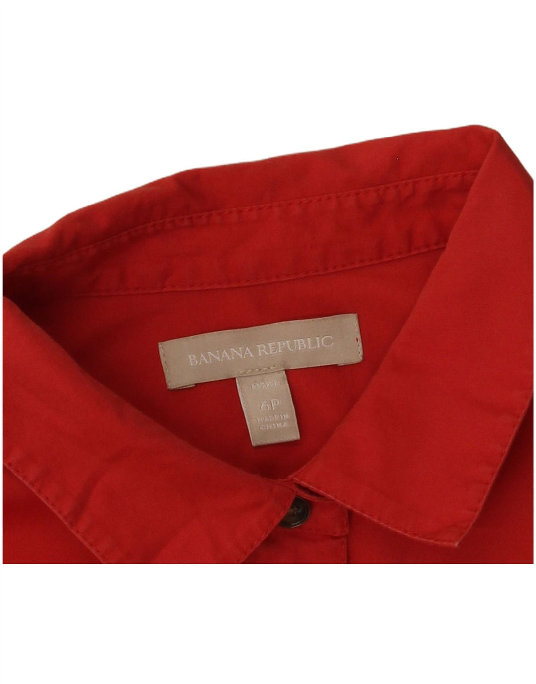 BANANA REPUBLIC Damen Petite Kurzarm-Pulloverhemd US 6 Mittelrot