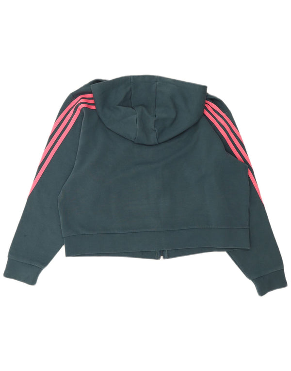 Adidas Damen Relaxed Fit Zip Hoodie Pullover UK 10 Small Grün Sport