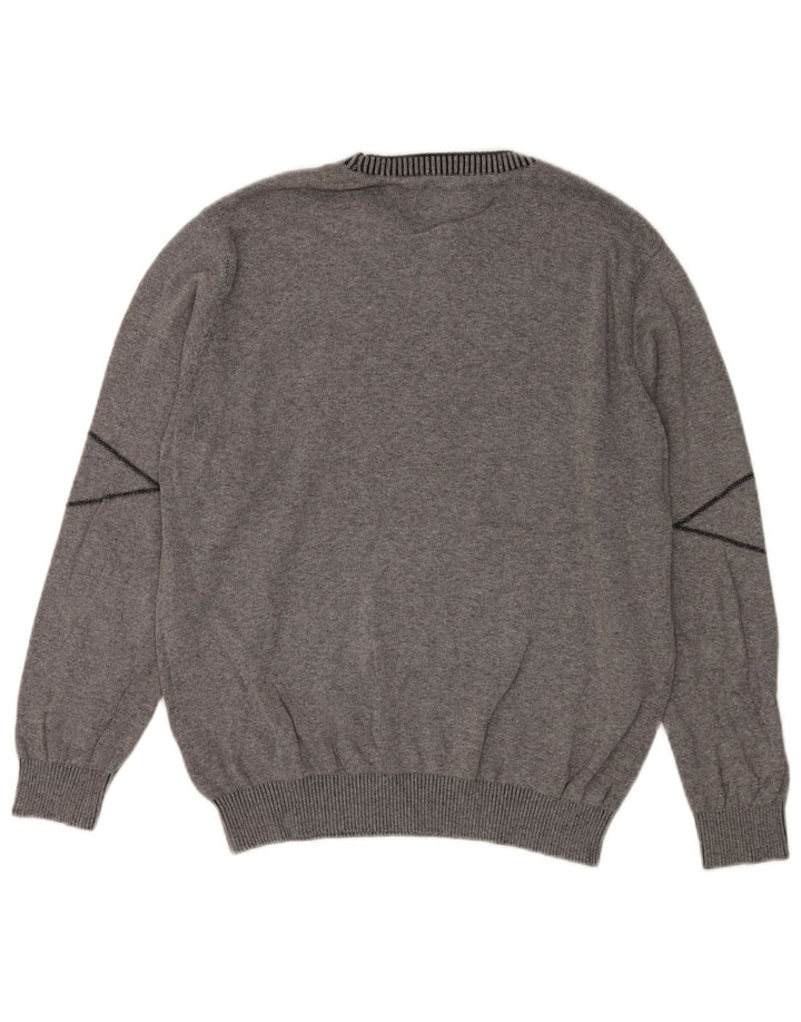 Wrangler Herren-Pullover mit Rundhalsausschnitt, mittelgraue geometrische Baumwolle