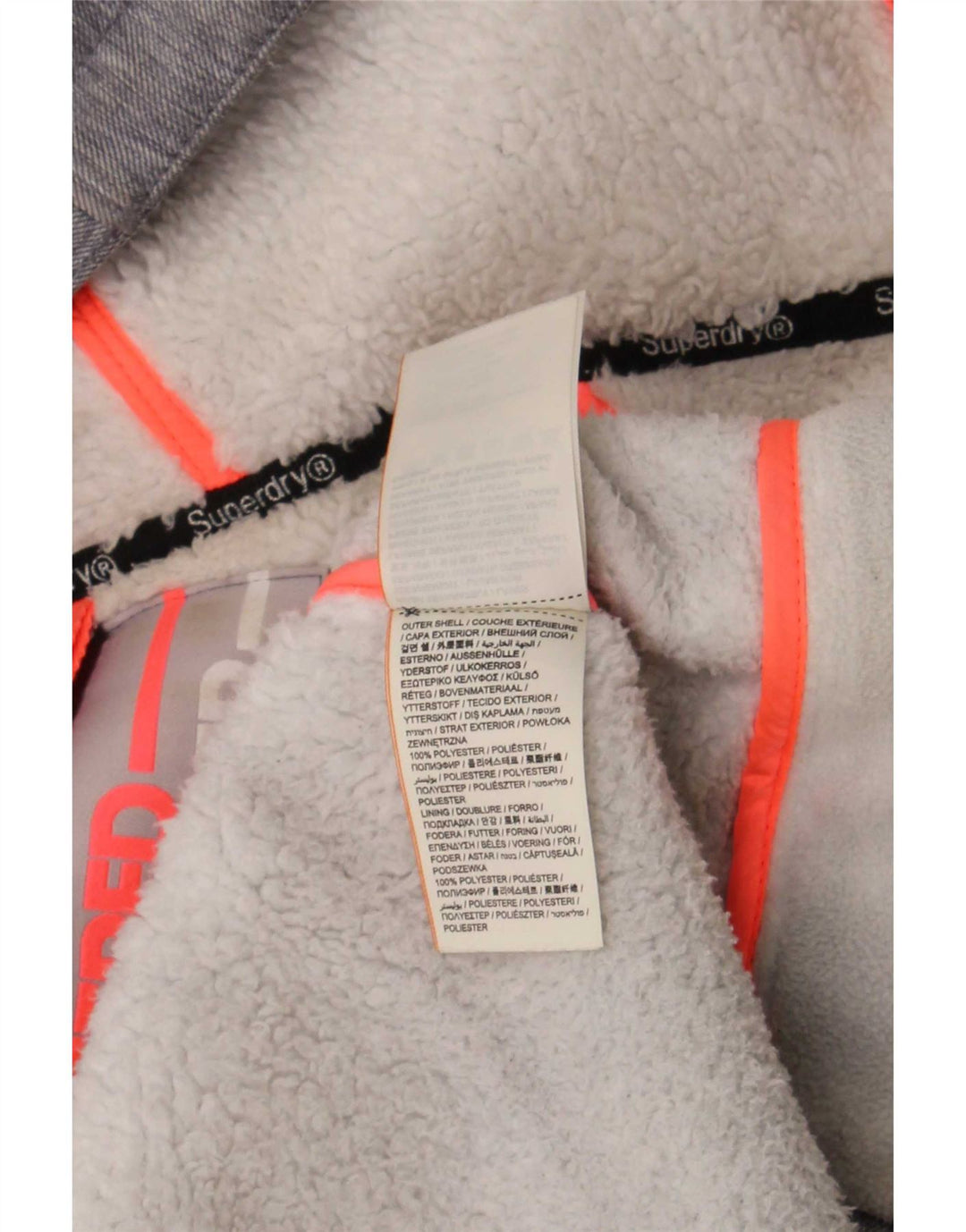 Superdry Damen-Windbreakerjacke mit Kapuze, UK 16, Größe L, grau, Polyester