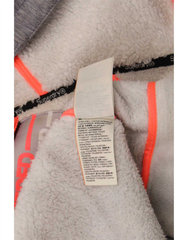 Superdry Damen-Windbreakerjacke mit Kapuze, UK 16, Größe L, grau, Polyester