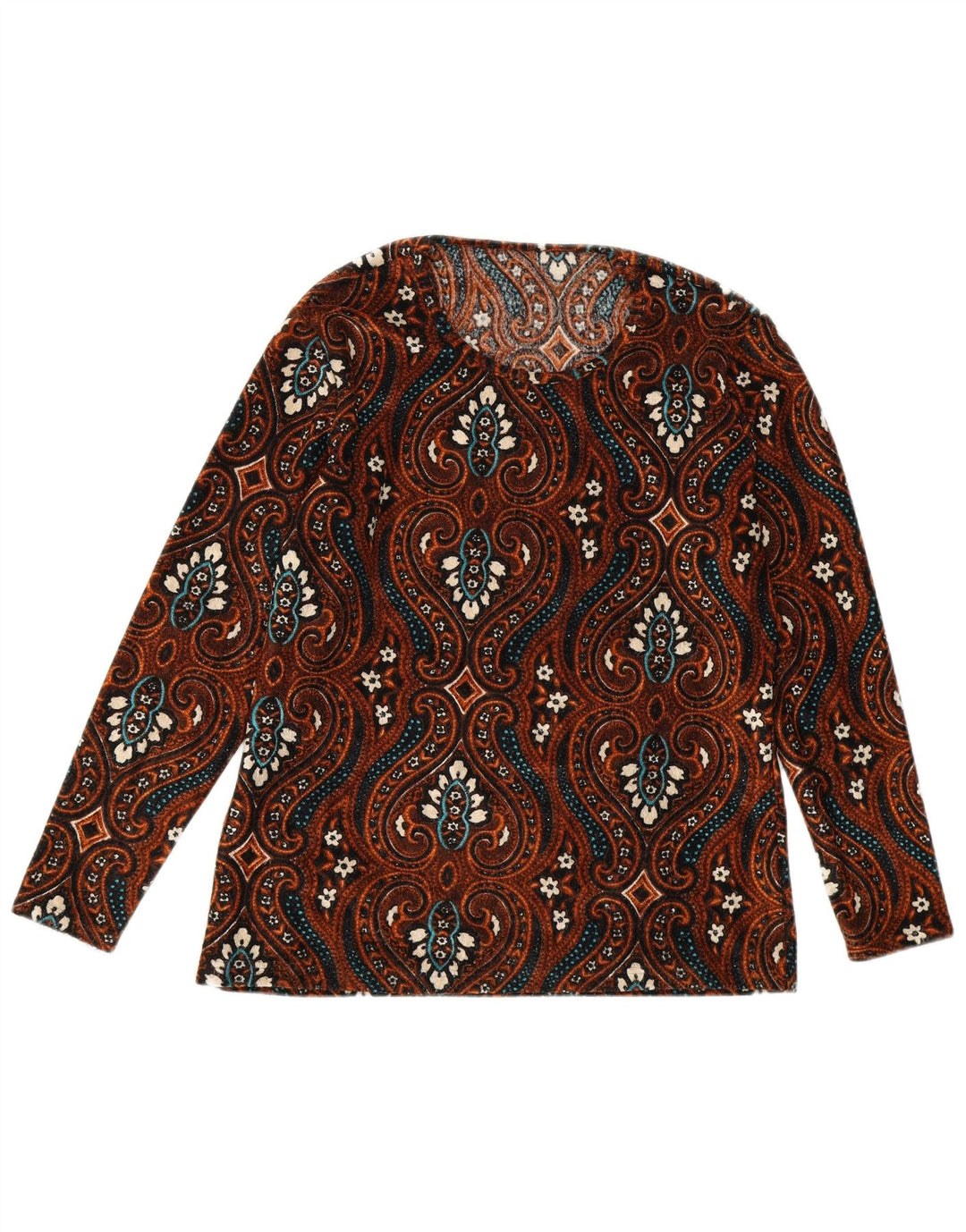 Vintage Damen LangarmBluse Top UK 12 Mittelbraun Paisley