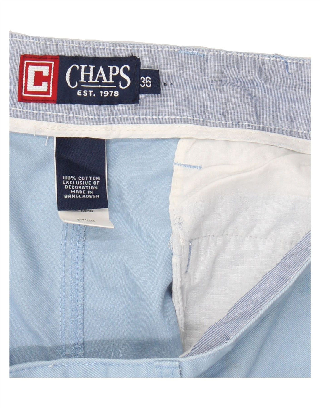 CHAPS Mens Chino Shorts W36 Large Blue Cotton Vintage Chaps and Second-Hand Chaps from Messina Hembry 