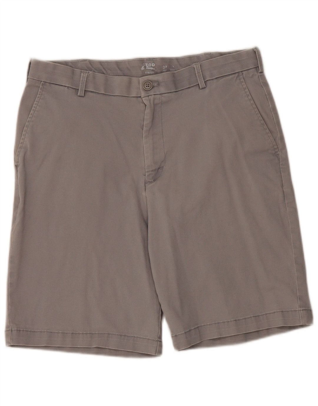 IZOD Herren Salt Water Chino Shorts W32 Mittelgraue Baumwolle