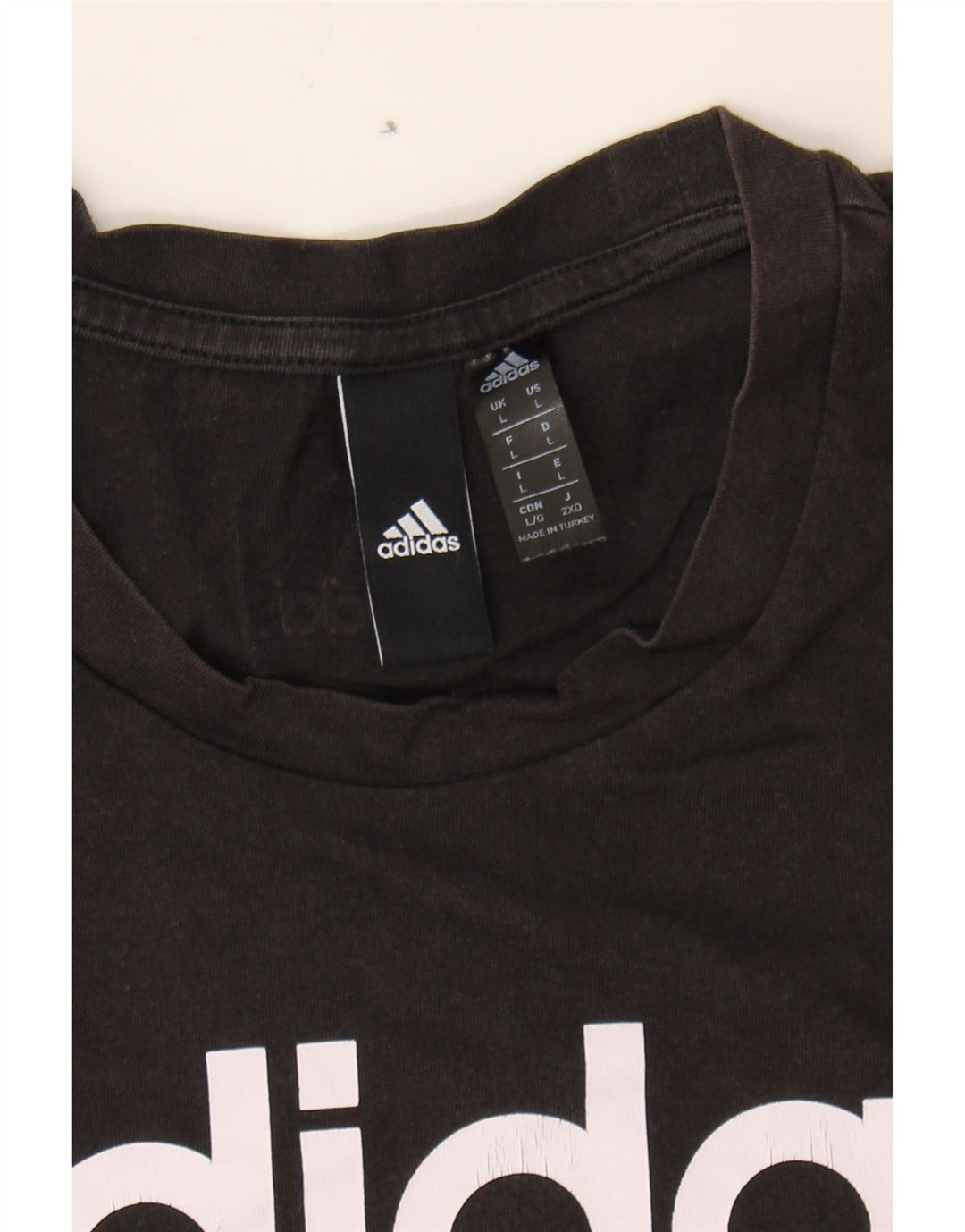 ADIDAS Mens Graphic T-Shirt Top Large Black Cotton Vintage Adidas and Second-Hand Adidas from Messina Hembry 